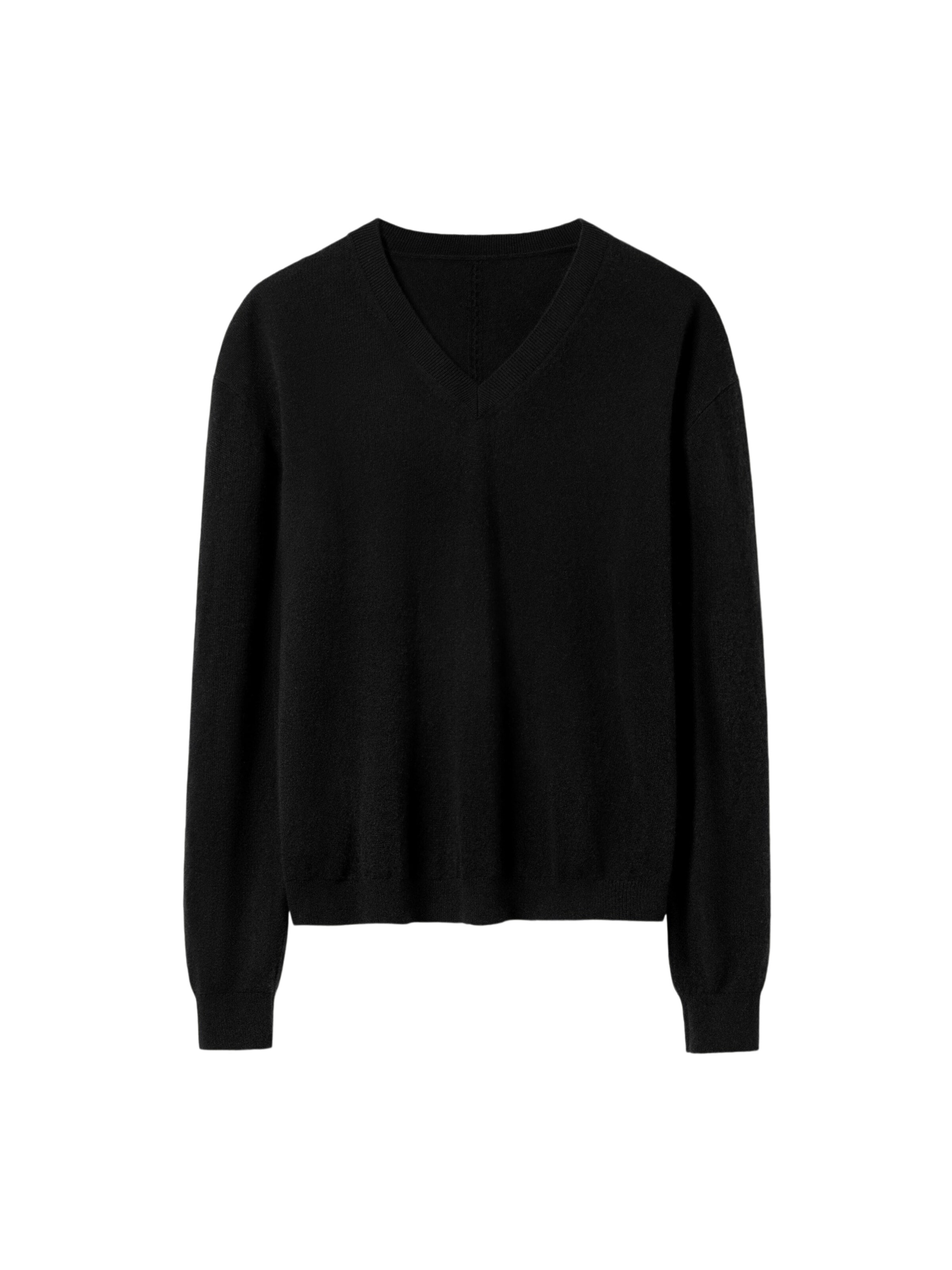 Lilysilk - Jersey 'Baby-Kaschmir Pullover mit V-Ausschnitt' en negro: frente