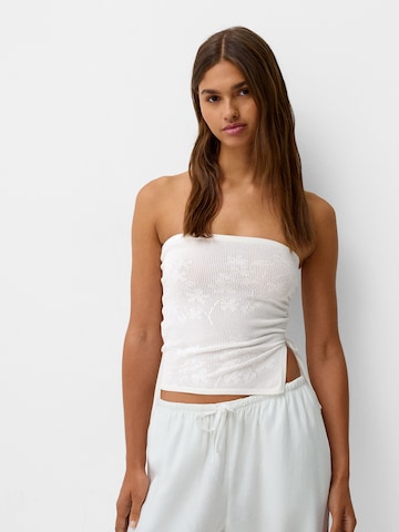 Bershka Broderad topp i vit: framsida