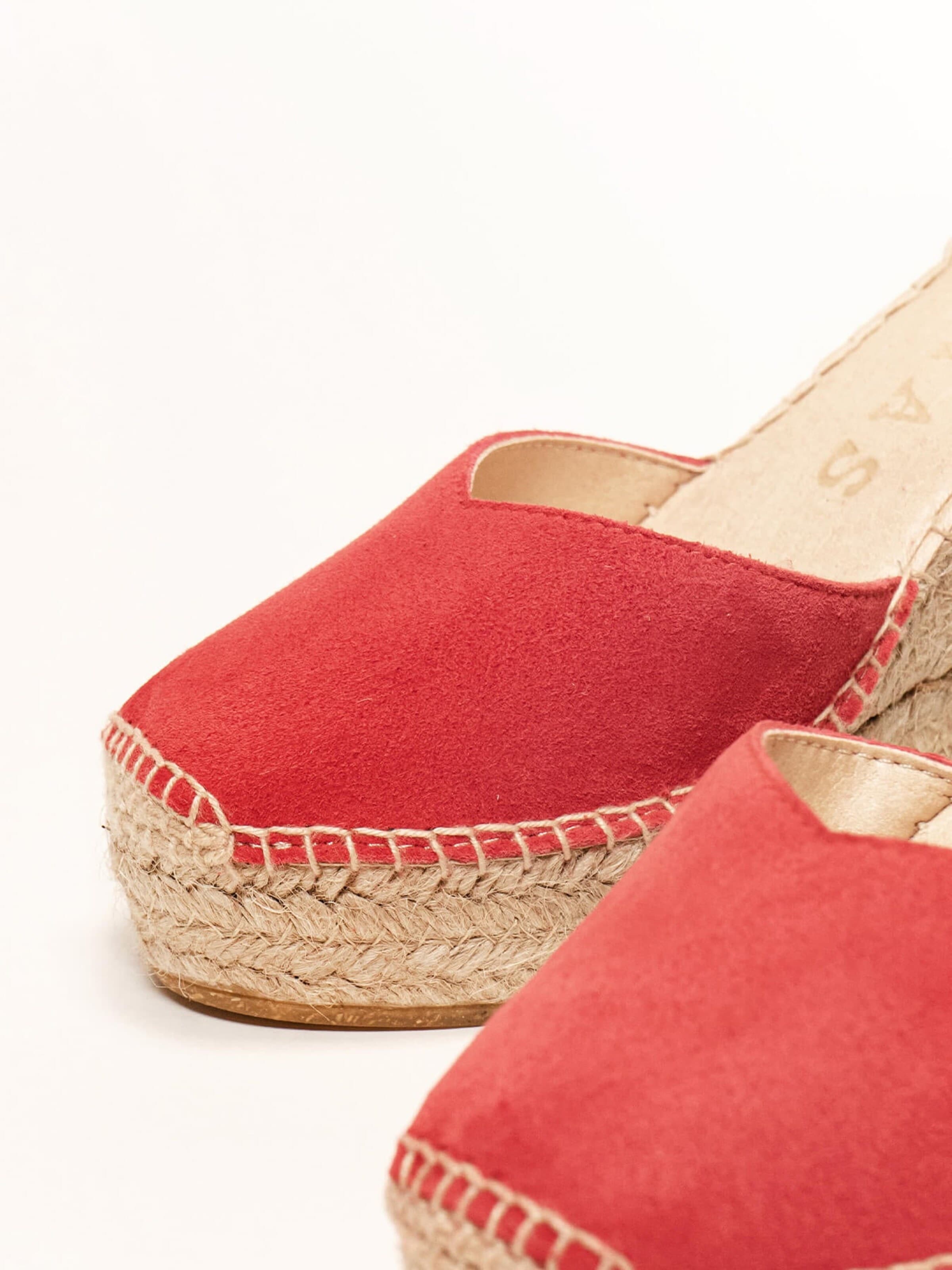 Sandalo con cinturino 'Alpargata Cuña 10 cm' di Alhamas in rosso