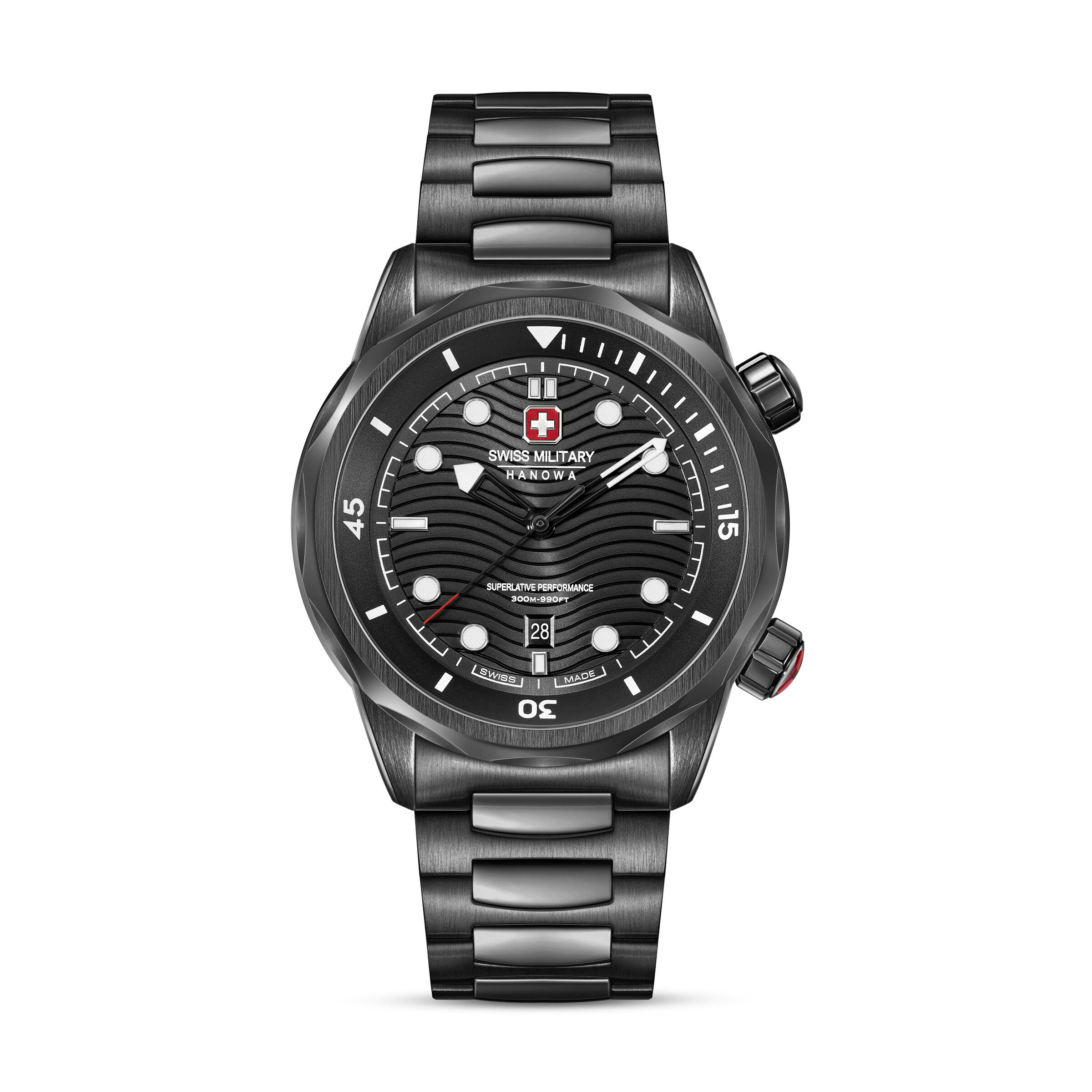 SWISS MILITARY HANOWA Analog watch 'Breakwater' in Black: front