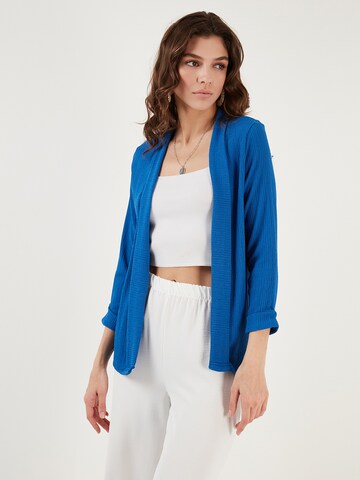 LELA Knit Cardigan in Blue: front