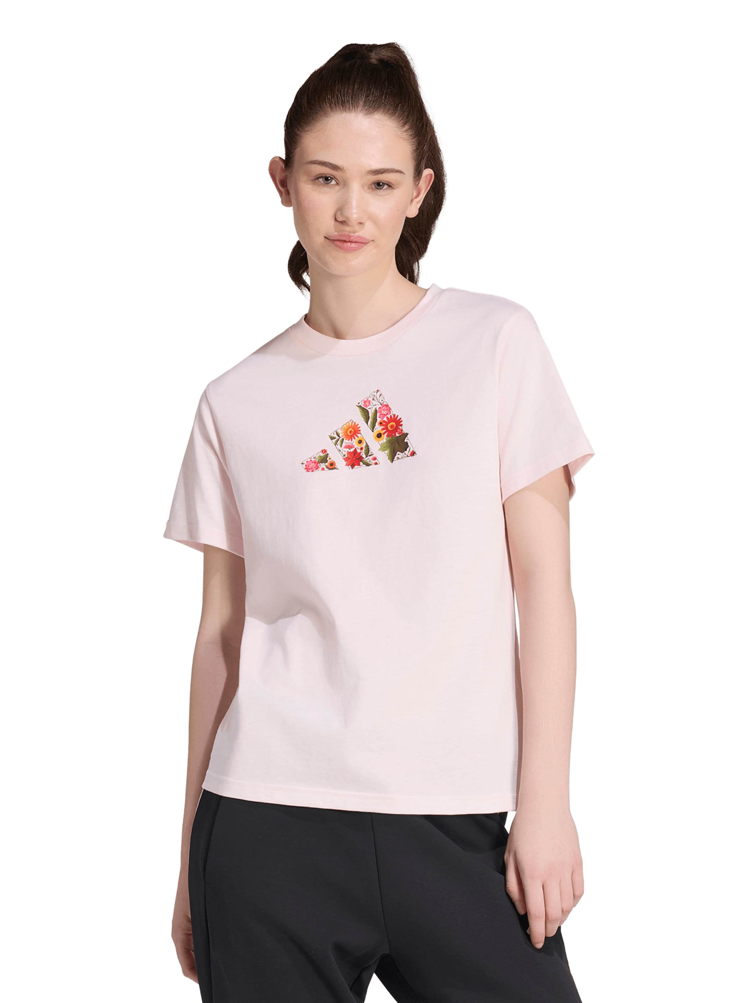 T-shirt fonctionnel 'FLORAL' ADIDAS SPORTSWEAR en rose : devant