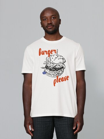 Watapparel Shirt 'Burger Please' in Wit: voorkant