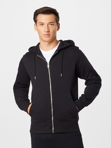 JACK & JONES - Sudadera con cremallera en negro: frente