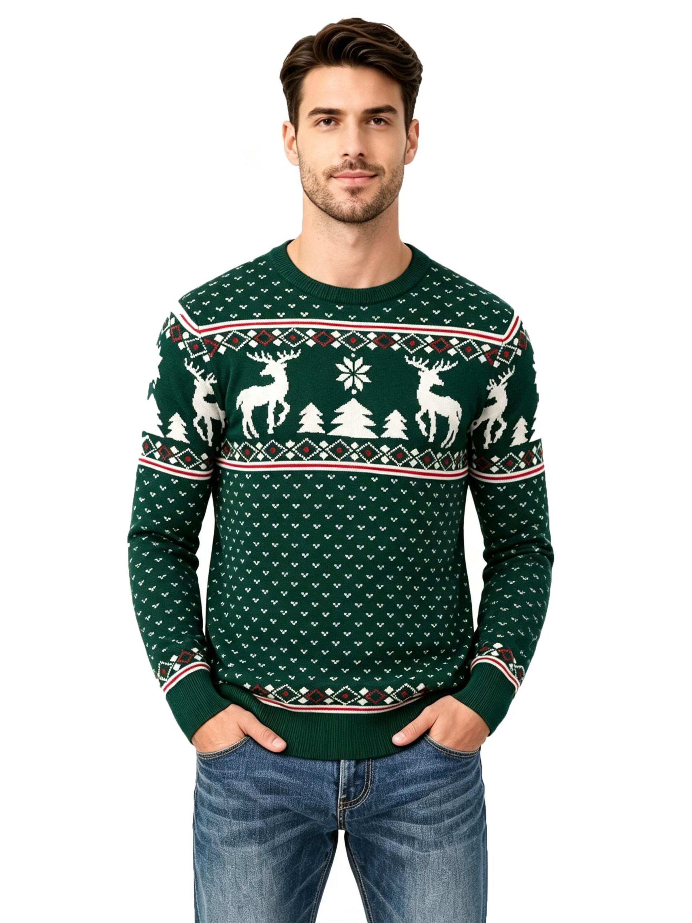 KoJooin Sweater 'Weihnachtspullover für Herren' in Green: front
