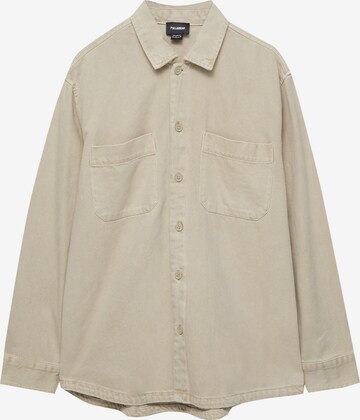 Pull&Bear Comfort fit Button Up Shirt in Brown: front