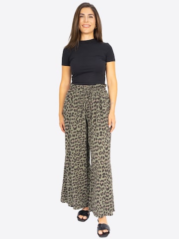 Wide Leg Pantalon ' DANI LEO MUSSELIN ' Seasons of April en vert