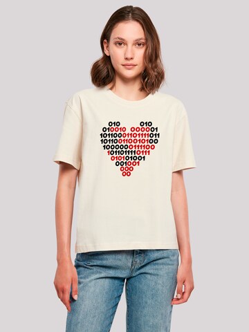 T-shirt 'I Love You 01001001 Binary Code Herz Valentinstag' F4NT4STIC en beige : devant