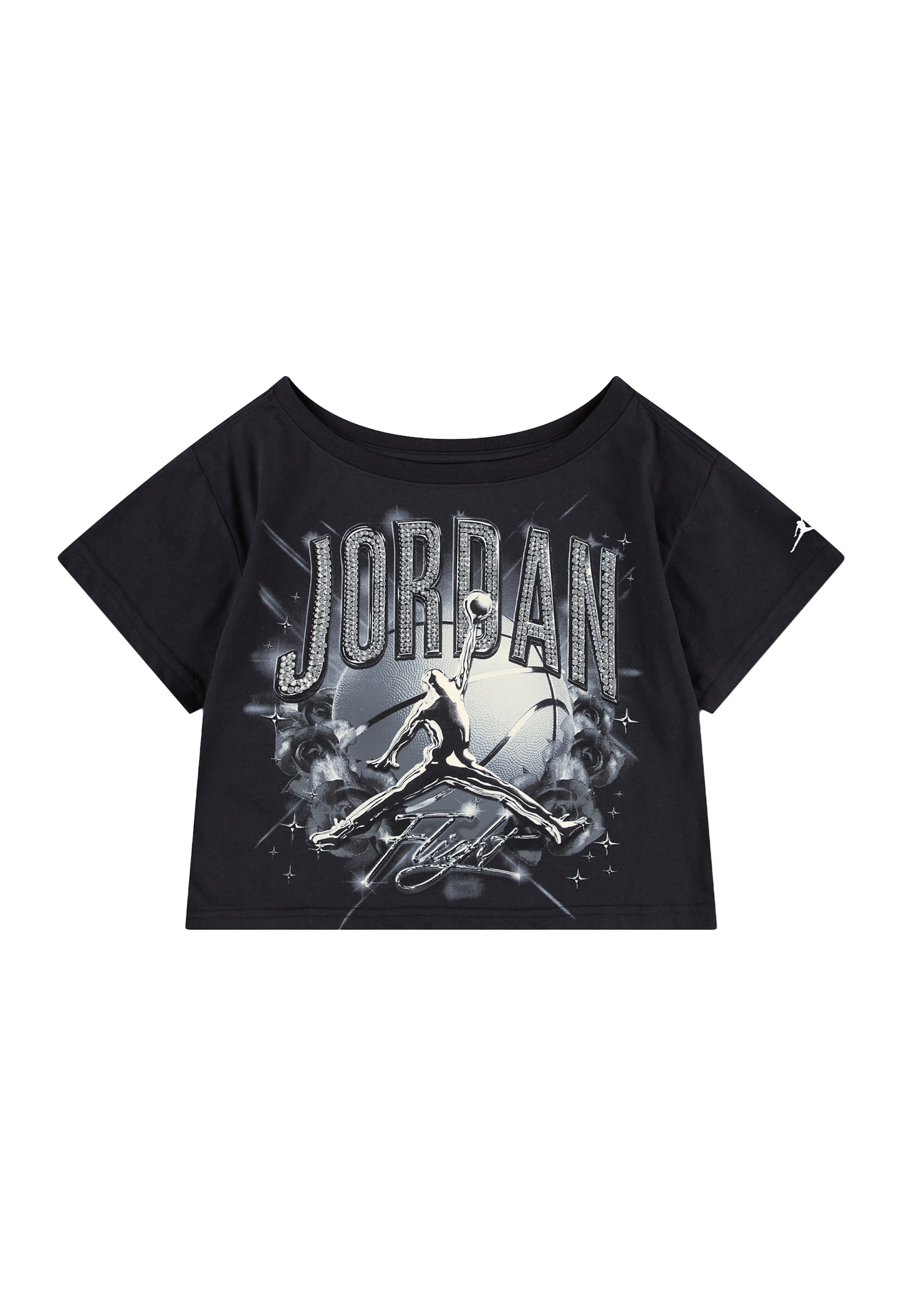 Tricou 'REBEL ROSE' de la Jordan pe negru: față