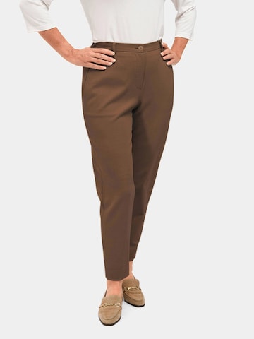 Coupe slim Pantalon 'CARLA ' Goldner en marron : devant
