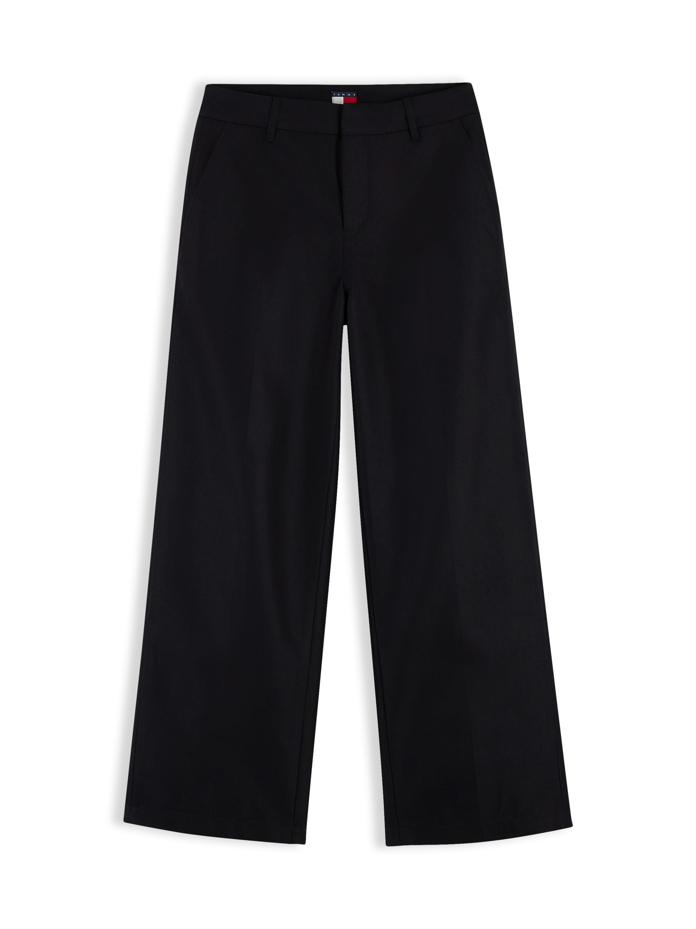 Tommy Jeans Wide leg Pressveckad byxa i svart: framsida