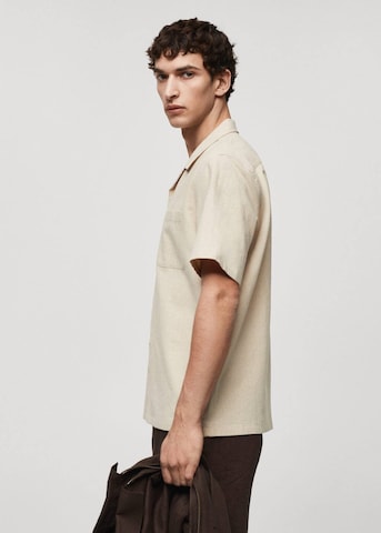 MANGO MAN Comfort fit Button Up Shirt 'Gozo' in Beige