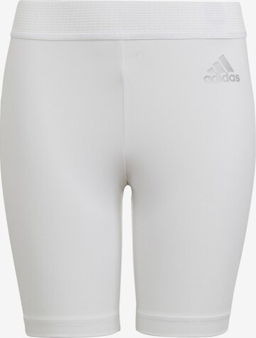 ADIDAS PERFORMANCE Skinny Workout Pants in White: front