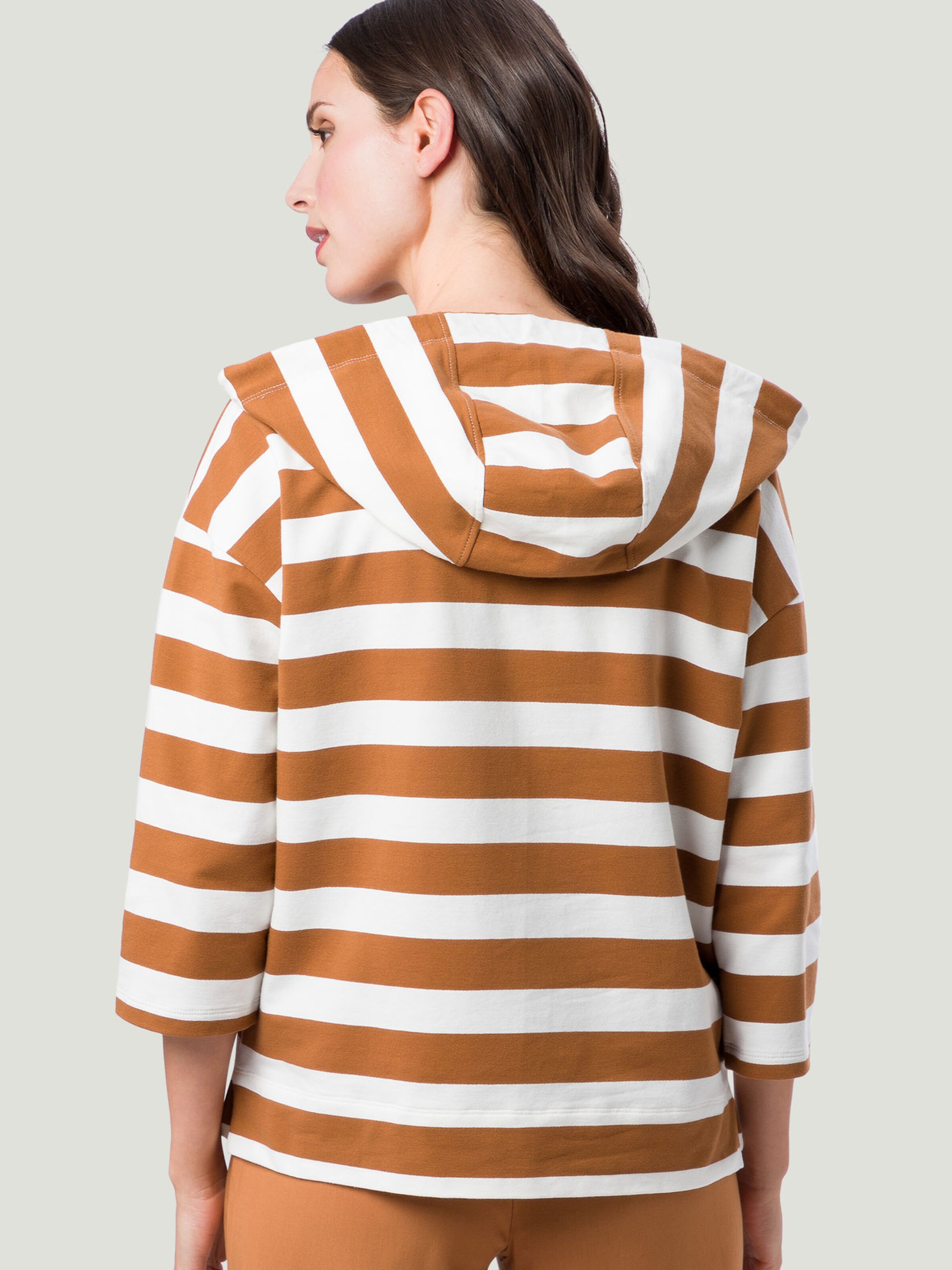 Frauen Große Größen zero Sweatshirt mit Streifen in Braun - AQ60071