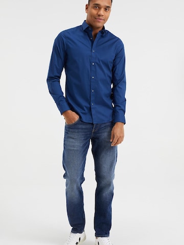 WE Fashion Slim fit Button Up Shirt in Blue