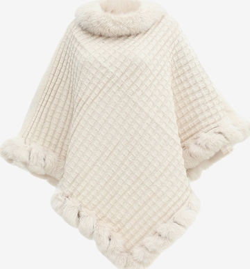 Magicshe Cape 'Winter Poncho Strick mit Kunstfell' in White: front