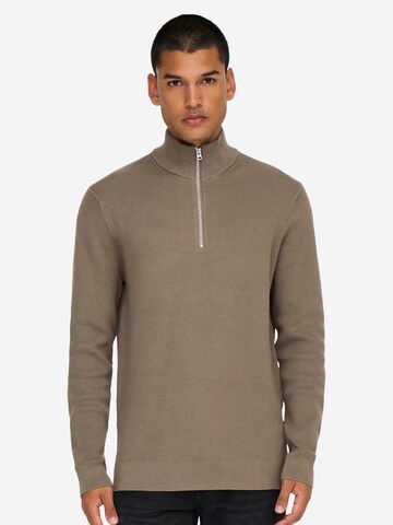 Only & Sons Sweatshirt 'Phil' in Brown