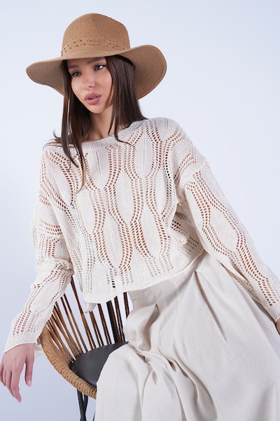 Trend Alaçatı Stili Trui in XS-XL in de kleur Lichtbeige, Productweergave