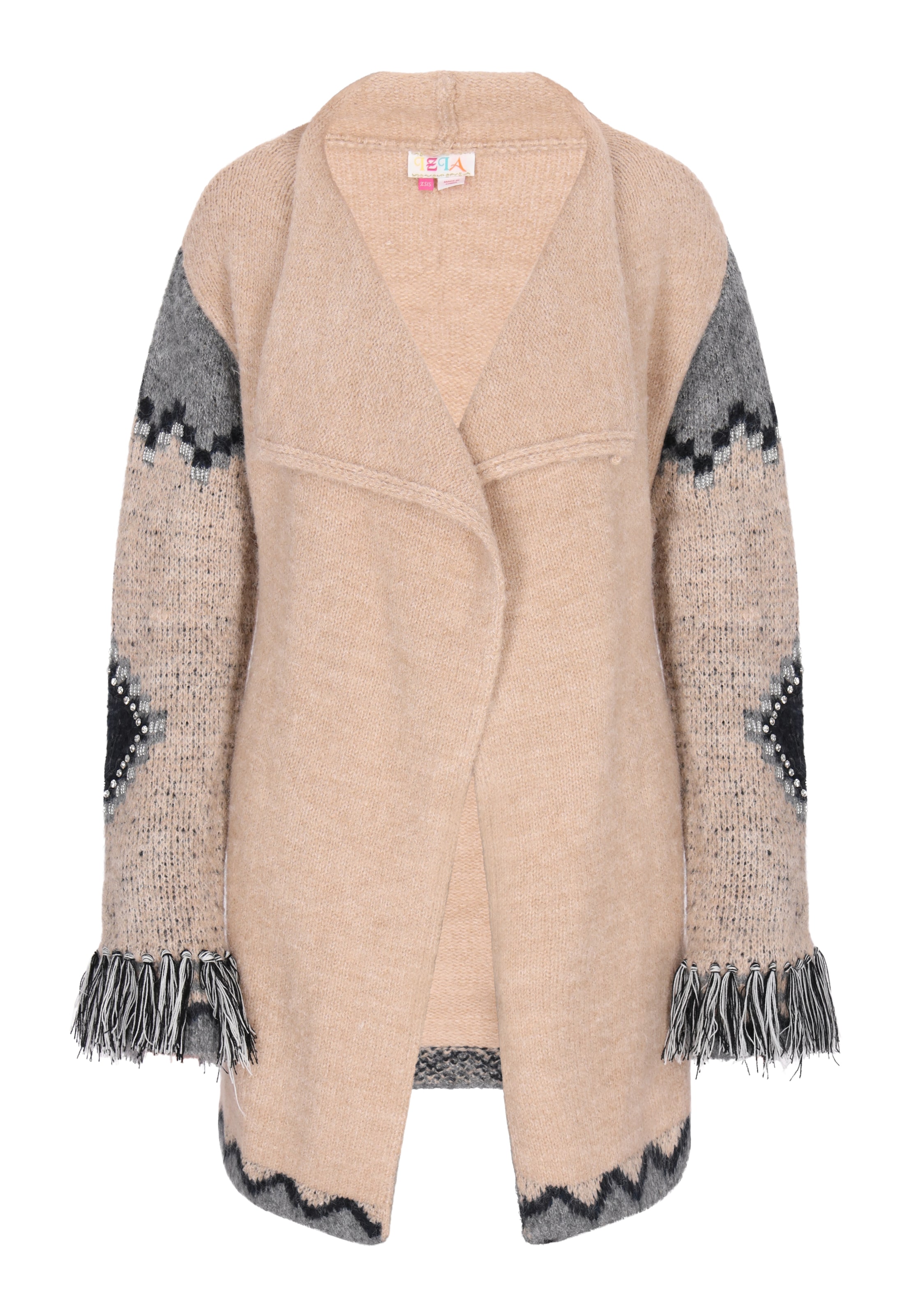 IZIA Gebreid vest in Beige: voorkant