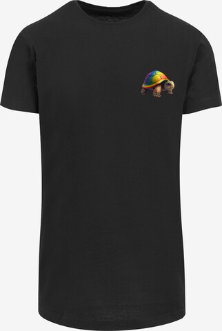 F4NT4STIC Shirt 'Rainbow Turtle' in Zwart: voorkant