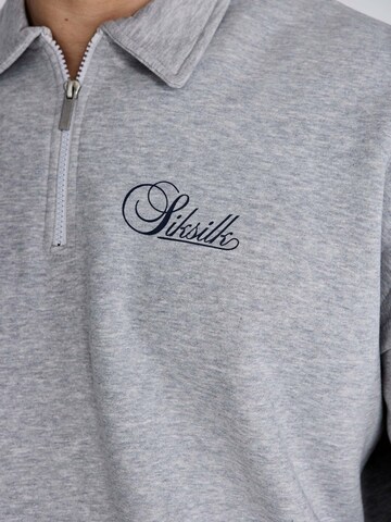 SikSilk Sweatshirt 'Essentials Polo Sweater' in Grey: front