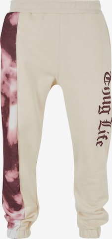 Thug Life Tapered Pants in Beige: front