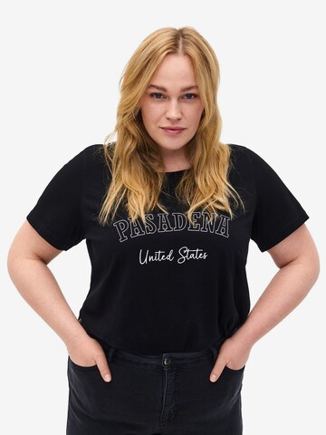 Zizzi Shirt 'VELIN' in Zwart: voorkant