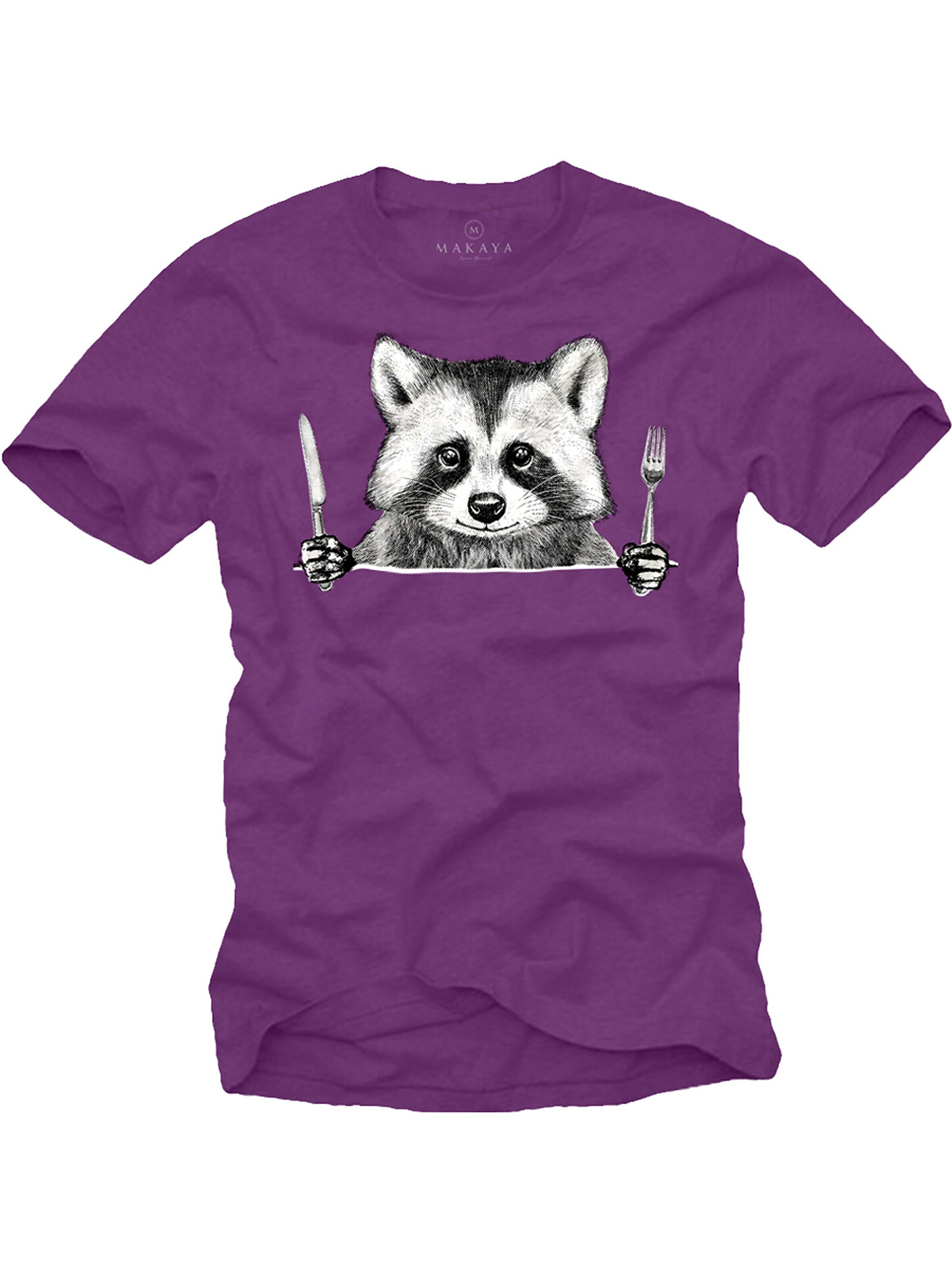 MAKAYA Shirt 'Waschbär Gabel' in Purple: front