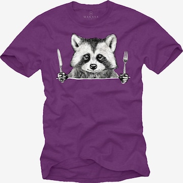 MAKAYA Shirt 'Waschbär Gabel' in Purple: front