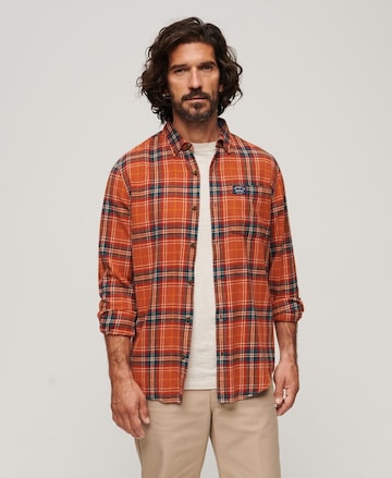 Superdry Comfort fit Button Up Shirt in Orange: front