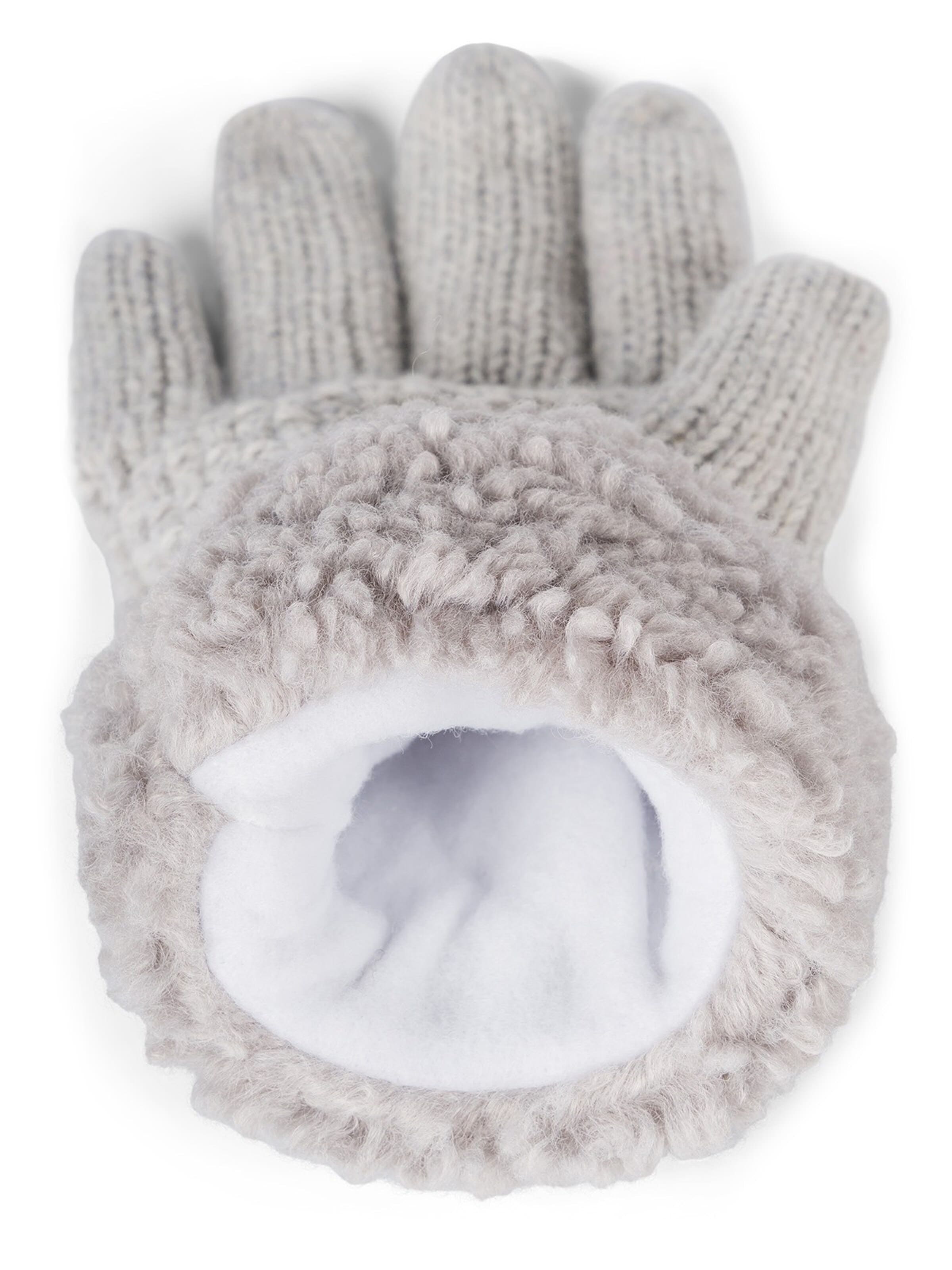 styleBREAKER Fingerhandschuhe 'Strickhandschuhe mit Perlmuster und Fleece'‌‌‌‌‌ in Grau