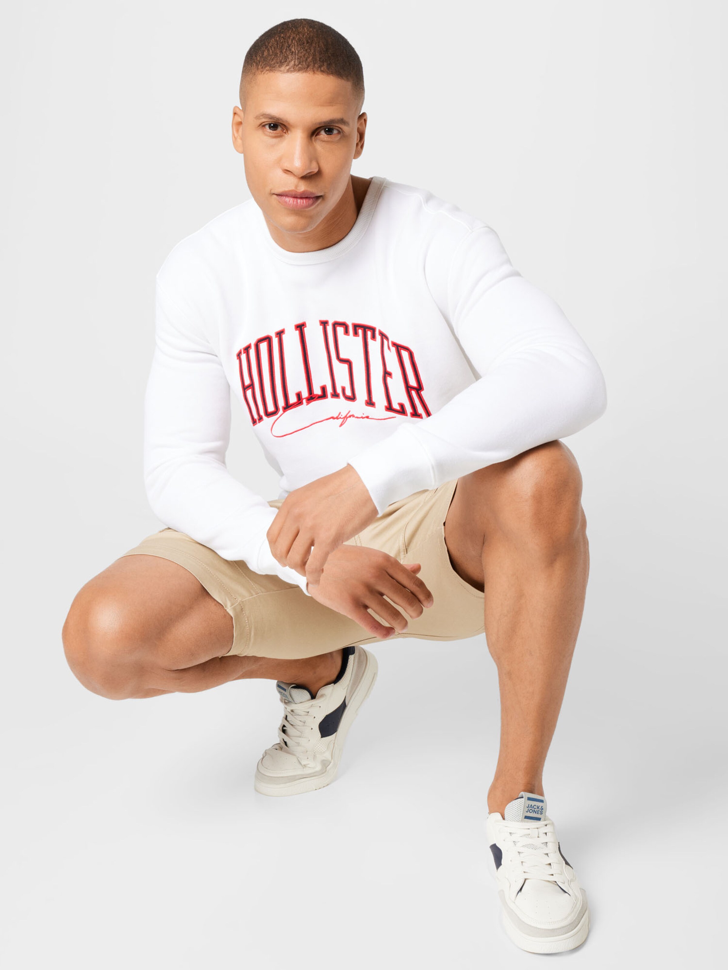 Männer Sweat HOLLISTER Sweatshirt 'VARSITY CREW' in Weiß - QW59587 Männer Sweat HOLLISTER Sweatshirt 'VARSITY CREW' in Weiß - QW59587