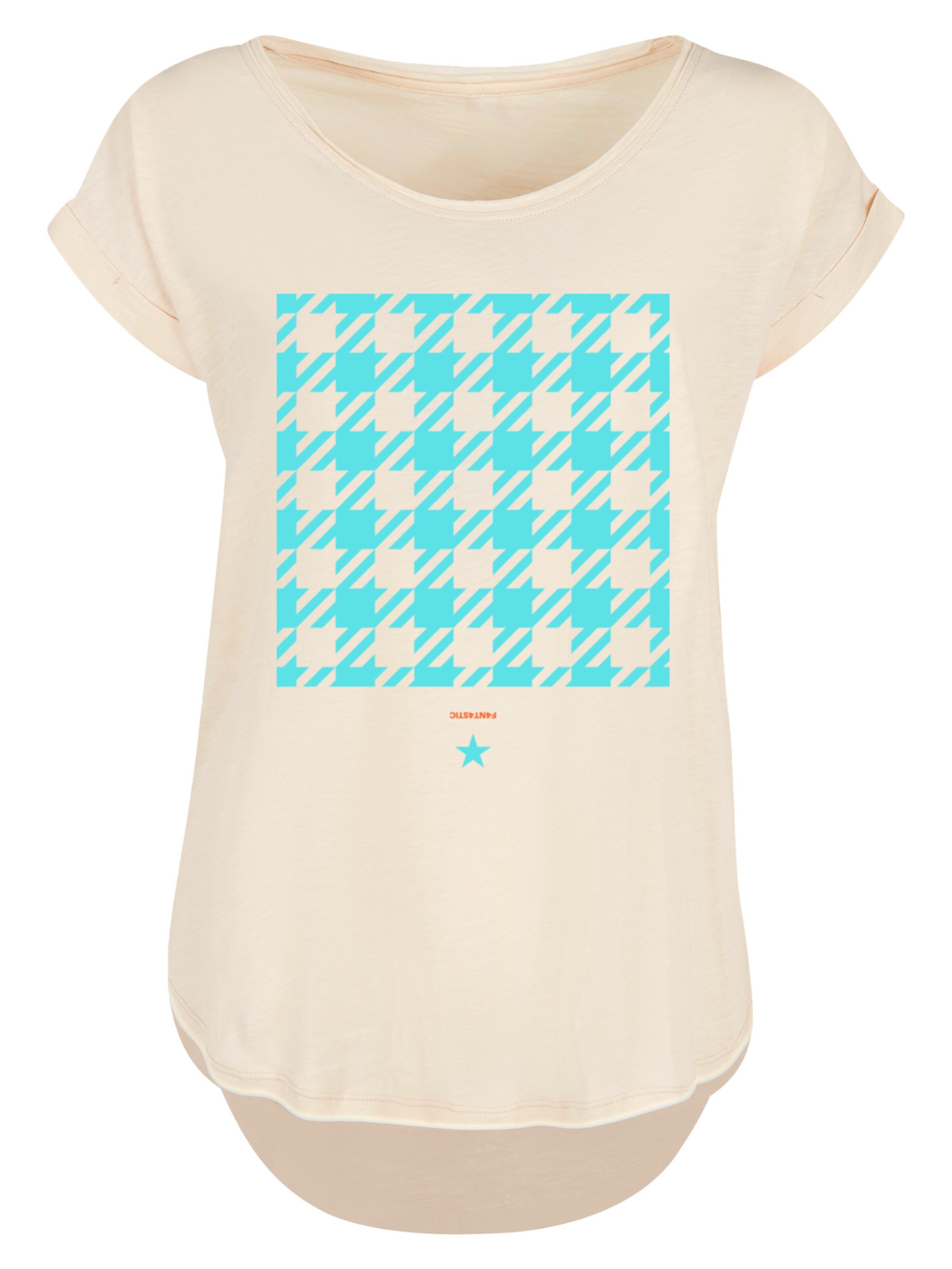 F4NT4STIC Shirt 'Hahnentritt Karo blau' in Beige: front