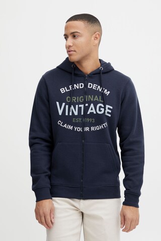 BLEND - Sudadera con cremallera en azul: frente