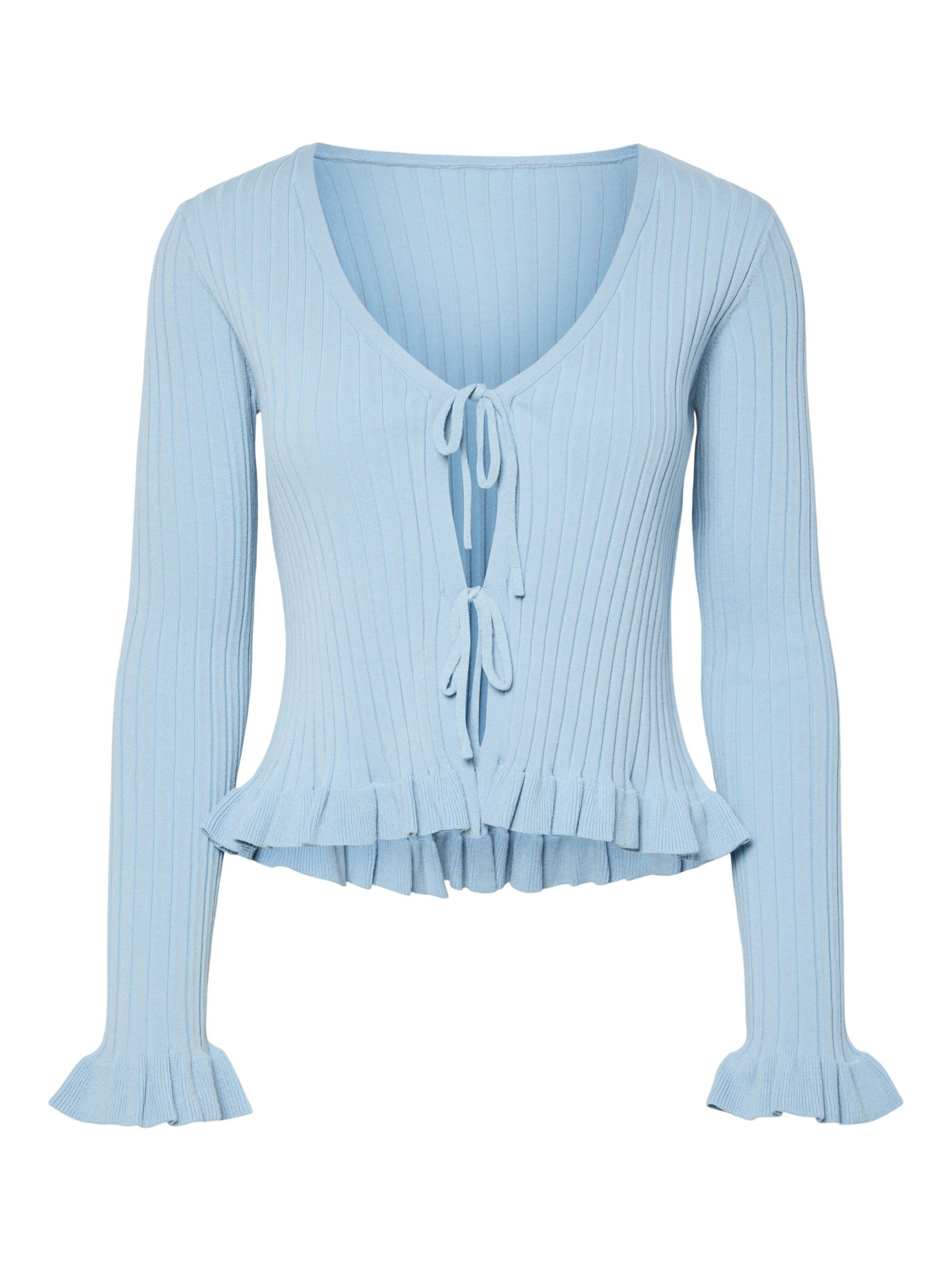 PIECES Gebreid vest 'PCRagnhild' in Blauw: voorkant