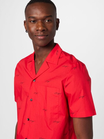 HUGO Red - Regular Fit Camisa 'Ellino' em vermelho