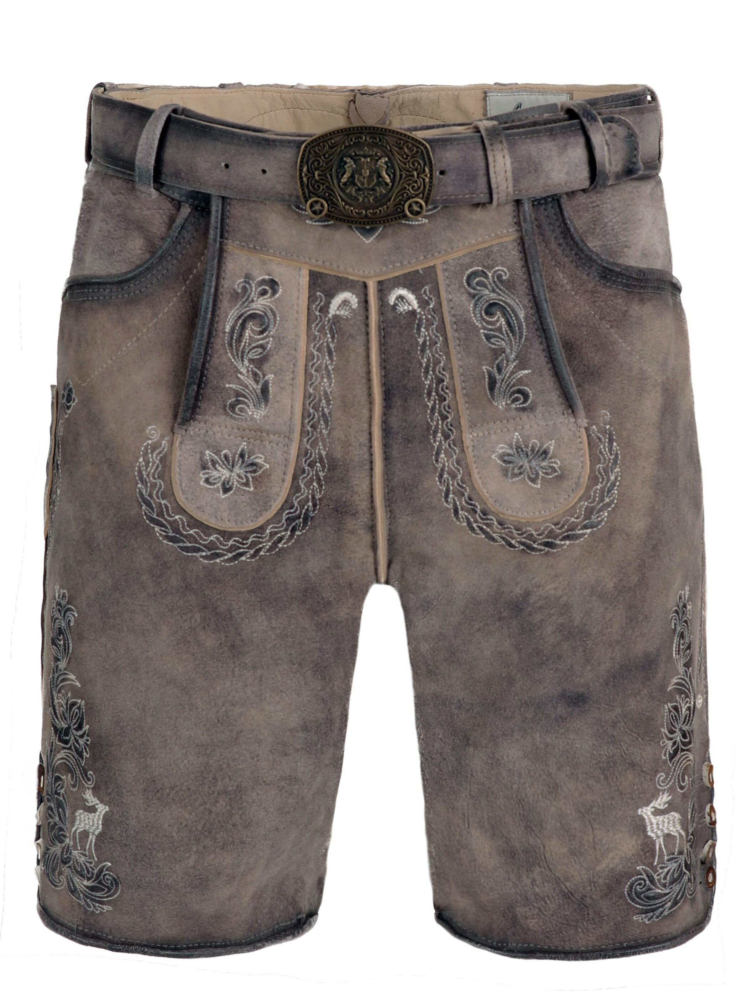 Fuchs Trachtenmoden Trachtenhose 'Lederhose Herren kurz Hellbraun Echtleder'‌‌ in 50 in hellbraun, Produktansicht