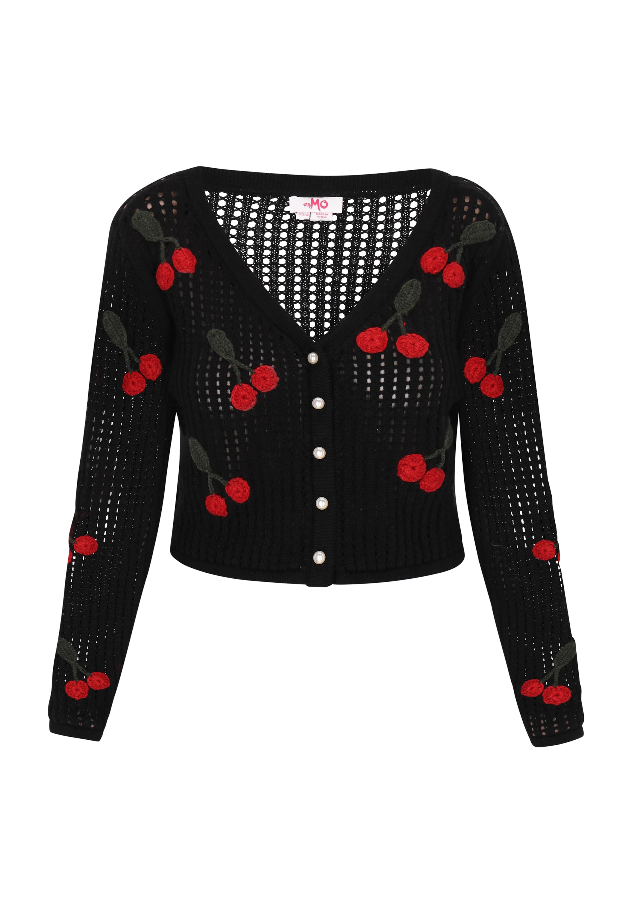 Geacă tricotată 'Fashion Look' MYMO pe verde închis / roșu / negru, Vizualizare produs