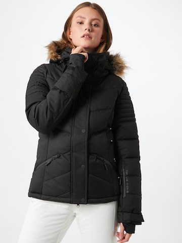 Superdry Snow Outdoorová bunda 'Luxe' – černá: přední strana