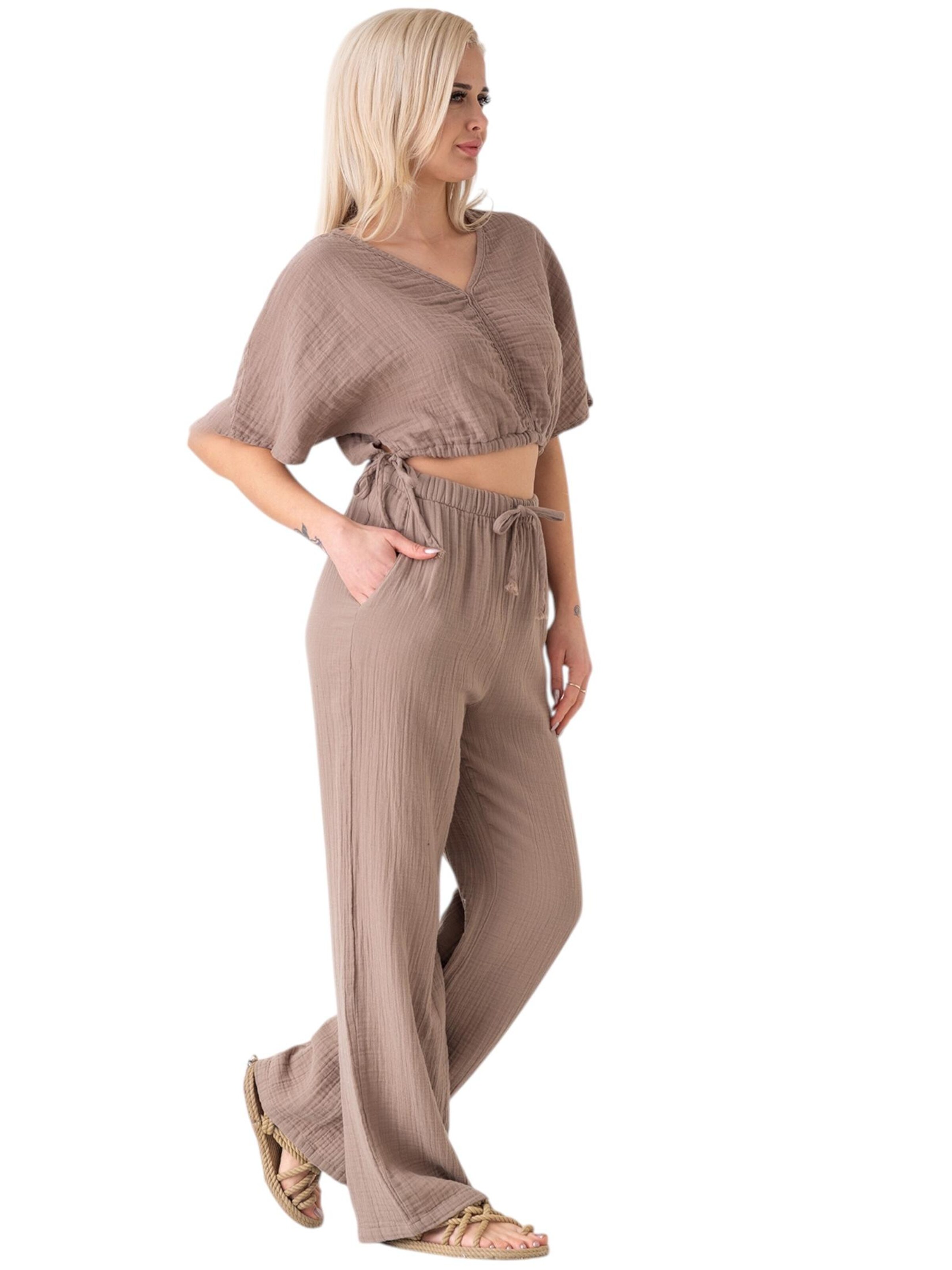 WENOR Wide Leg Bukser 'Eleni' i beige