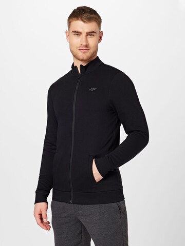 4F Sports sweat jacket in Black: front