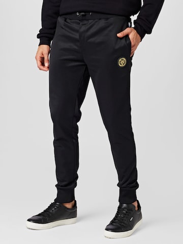 Plein Sport Tapered Trousers in Black: front