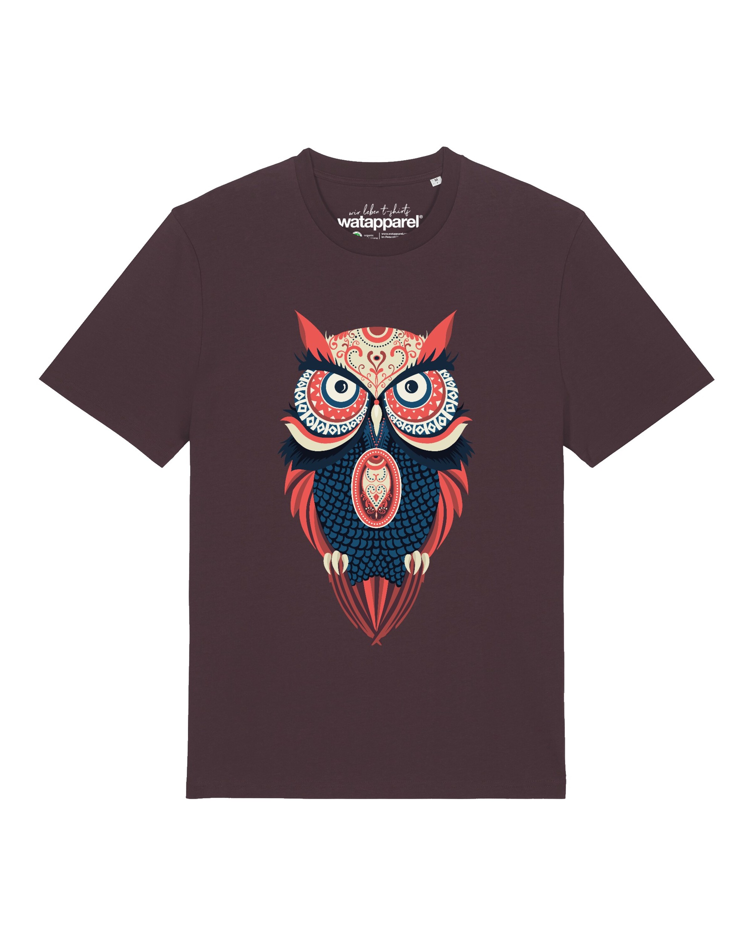 Maglietta 'Colorful Owl' di Watapparel in rosso: frontale