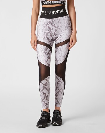 Plein Sport - Skinny Calças de desporto em cinzento: frente