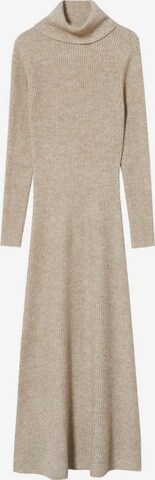 MANGO Gebreide jurk 'Foldoc' in Beige: voorkant