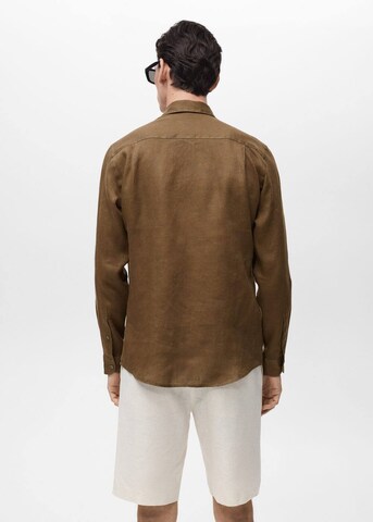 MANGO MAN Regular fit Button Up Shirt 'Parrot' in Green