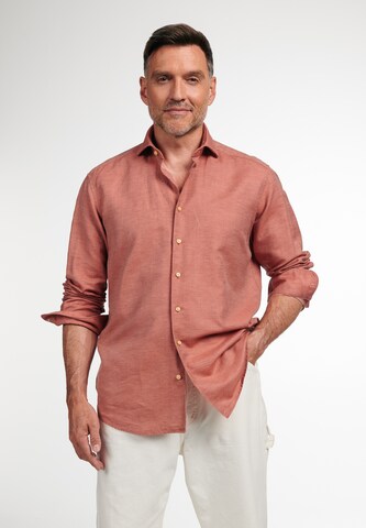 ETERNA Comfort fit Button Up Shirt in Orange: front