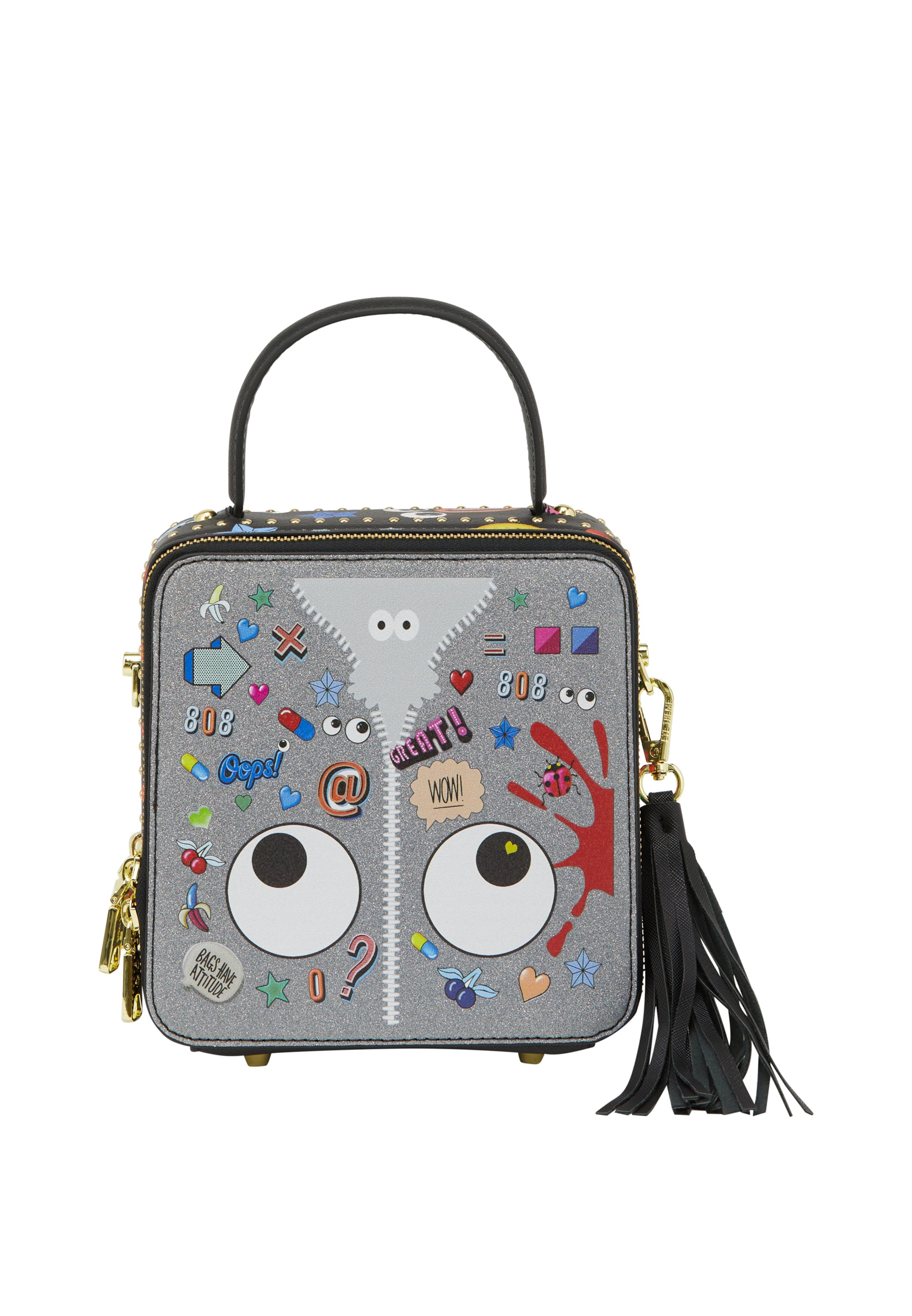 MYMO Handbag 'Pop Eyetheme' in Black: front