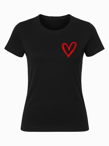 Banco Shirt 'Heart - Red' in Black: front