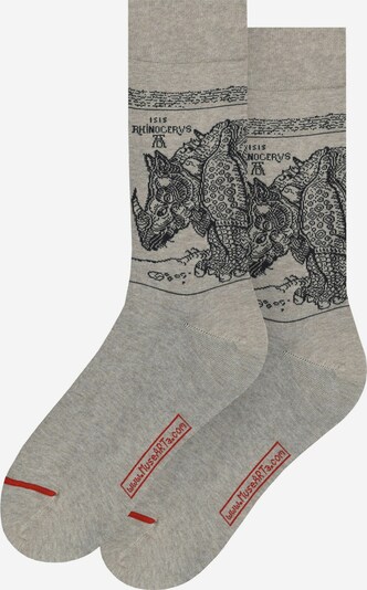 MuseARTa Socken 'The Rhinoceros' in grau / rot / schwarz, Produktansicht